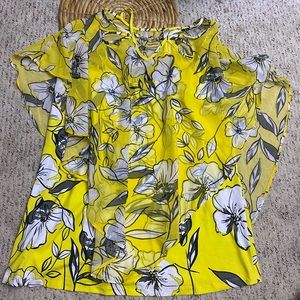 Flowy double layer blouse with floral print. Sz 1X